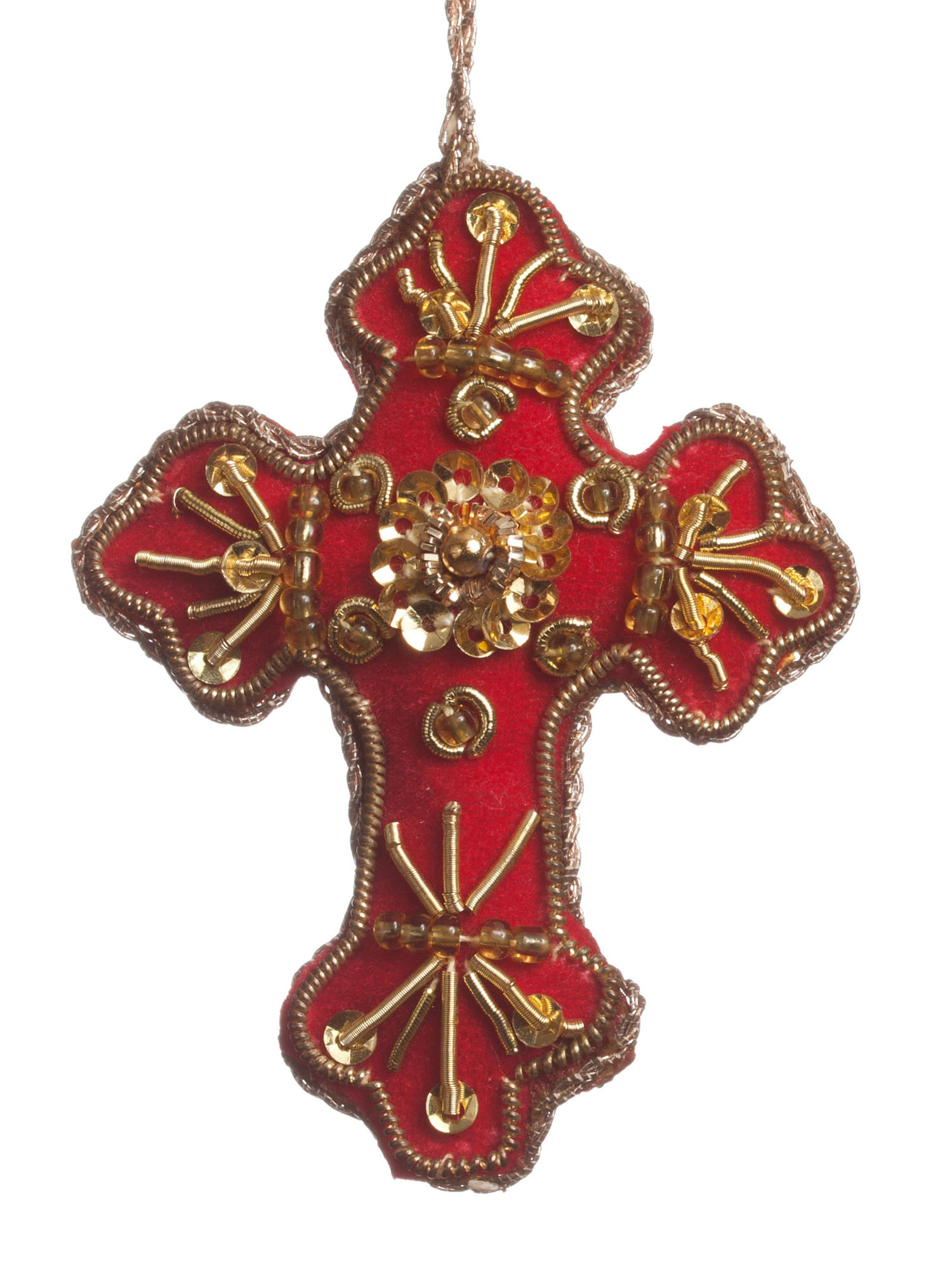 Mini Red Cross with Beads St. Nicolas